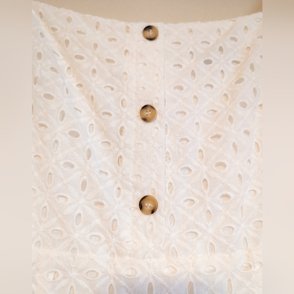 White Puff Sleeve Eyelet Dress - Picture 4 of 6